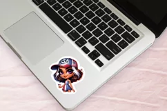 4th of July Printable Stickers - Patriotic Girl Stickers PNG