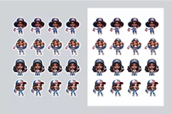 4th of July Printable Stickers - Patriotic Girl Stickers PNG