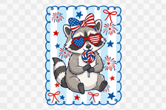 Cute Racoon Kids 4th of July PNG Design Product Image 1