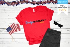Independence day t-shirt mockup | Red Bella Canvas mockup Product Image 1