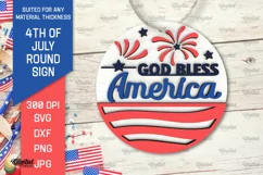 4th of July Round Sign Laser Cut. Patriotic Welcome Sign SVG Product Image 1