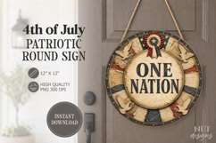 4th of July round sign American patriotic sublimation Product Image 1