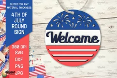 4th of July Round Sign Laser Cut. Patriotic Welcome Sign SVG Product Image 1