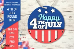 4th of July Round Sign Laser Cut. Patriotic Welcome Sign SVG Product Image 1