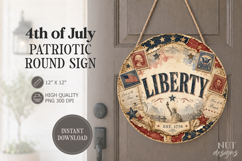 Retro 4th of July round sign American patriotic sublimation Product Image 1
