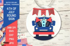 4th of July Round Sign Laser Cut. Patriotic Welcome Sign SVG Product Image 1