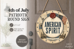 Retro 4th of July round sign American Spirit patriotic sign Product Image 1