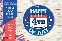 4th of July Round Sign Laser Cut. Patriotic Welcome Sign SVG Product Image 1
