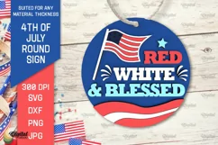 4th of July Round Sign Laser Cut. Patriotic Welcome Sign SVG Product Image 1