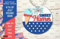 4th of July Round Sign Laser Cut. Patriotic Welcome Sign SVG Product Image 1