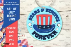 4th of July Round Sign Laser Cut. Patriotic Welcome Sign SVG Product Image 1