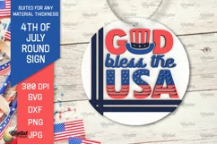 4th of July Round Sign Laser Cut. Patriotic Welcome Sign SVG Product Image 1