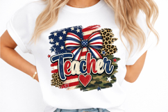 4th of July Stripes Teacher Bow PNG Product Image 2