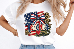 4th of July Stripes Teacher Bow PNG Product Image 3