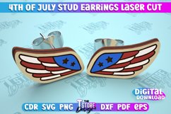 My Daily Styles Stainless Steel American Flag Stud Earrings – Silver-Tone, Patriotic