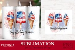 4th of july png sublimation design being used as a 20 oz skinny tumbler wrap print