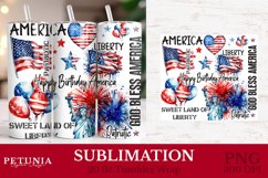 4th of july png sublimation design being used as a 20 oz skinny tumbler wrap print
