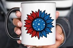 4th of July sunflower SVG , Red White and Blue Sunflower SVG Product Image 3
