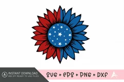 4th of July sunflower SVG , Red White and Blue Sunflower SVG Product Image 1