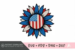 4th of July sunflower SVG , Sunflower Patriotic SVG Design Product Image 1