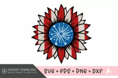 4th of July sunflower SVG , Red White and Blue Sunflower SVG Product Image 1