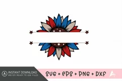 4th of July sunflower SVG , Red White and Blue Sunflower SVG Product Image 1