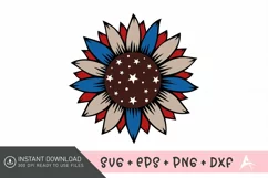 4th of July sunflower SVG , Red White and Blue Sunflower SVG Product Image 1