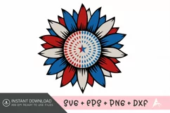 4th of July sunflower SVG , Red White and Blue Sunflower SVG Product Image 1