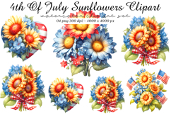 4th Of July Sunflowers Clipart Product Image 1