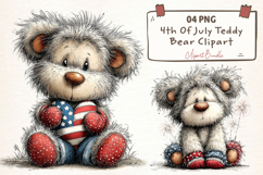 4th Of July Teddy Bear Clipart Product Image 1