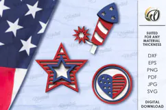 4th of July Tiered Tray Decor Lasercut. Home Decor SVG Product Image 10