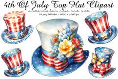 4th Of July Top Hat Sublimation Clipart Product Image 1