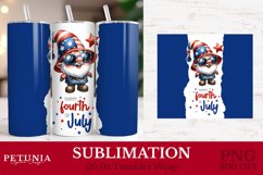 Gnome tumbler wrap png being used as a sublimation 4th of July tumbler wrap print