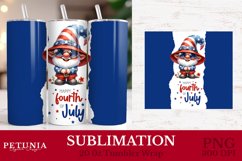 Gnome tumbler wrap png being used as a sublimation 4th of July tumbler wrap print