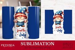 Gnome tumbler wrap png being used as a sublimation 4th of July tumbler wrap print