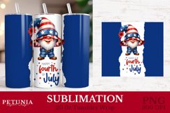 Gnome tumbler wrap png being used as a sublimation 4th of July tumbler wrap print