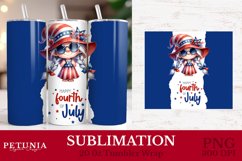 Gnome tumbler wrap png being used as a sublimation 4th of July tumbler wrap print