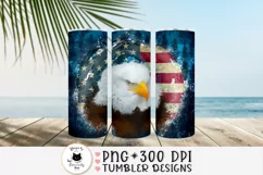 4th of july tumbler wrap with a bald eagle and American flag