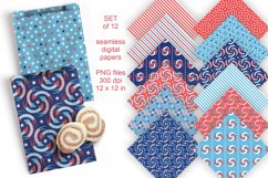 4th of July Various Seamless Patterned Papers Set of 12 PNG
