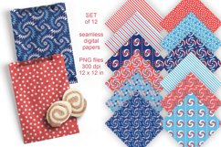 4th of July Various Seamless Patterned Papers Set of 12 PNG