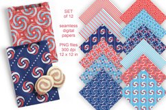 4th of July Various Seamless Patterned Papers Set of 12 PNG