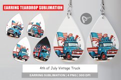 Earring Teardrop 4th of July Vintage Truck Product Image 1