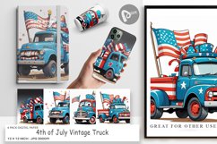 Digital Paper 4th of July Vintage Truck Product Image 1