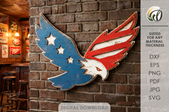 4th Of July Sign Laser Cut. Wall Decor. Eagle SVG Product Image 1