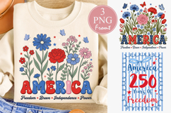 4th of July Wildflower Boho USA Independence Day PNG Product Image 1