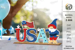 4th Of July Word Stand Laser Cut. Patriotic Stand Decor SVG Product Image 1