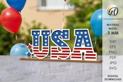 4th Of July Word Stand Laser Cut. Patriotic Stand Decor SVG Product Image 3