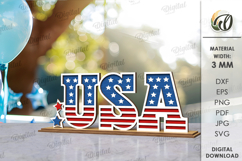 4th Of July Word Stand Laser Cut. Patriotic Stand Decor SVG Product Image 1