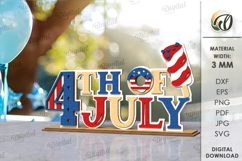 4th Of July Word Stand Laser Cut. Patriotic Stand Decor SVG Product Image 1