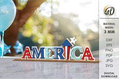 4th Of July Word Stand Laser Cut. Patriotic Stand Decor SVG Product Image 1